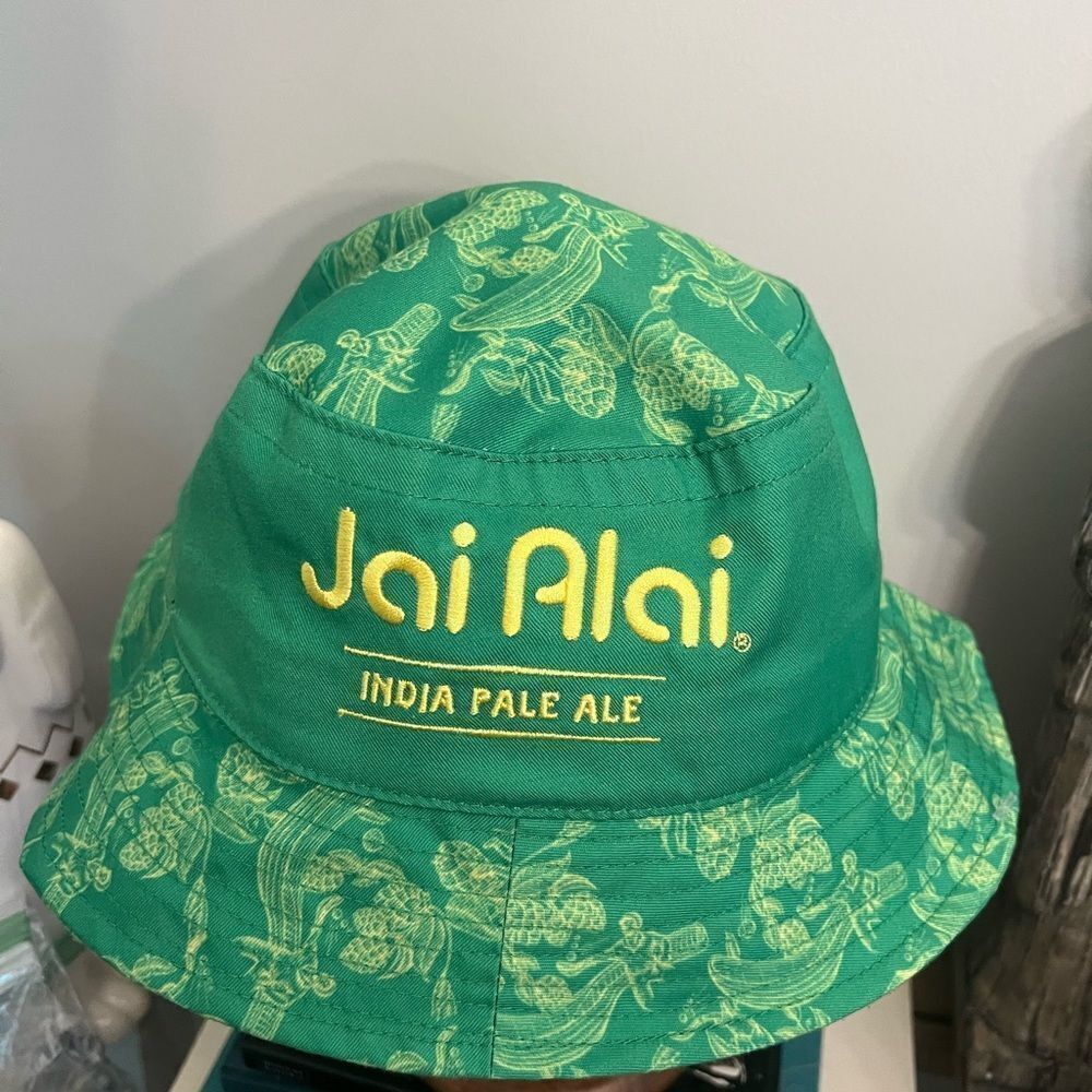 Jai Alai India Pale Ale colorful embroidered Bucket Hat.